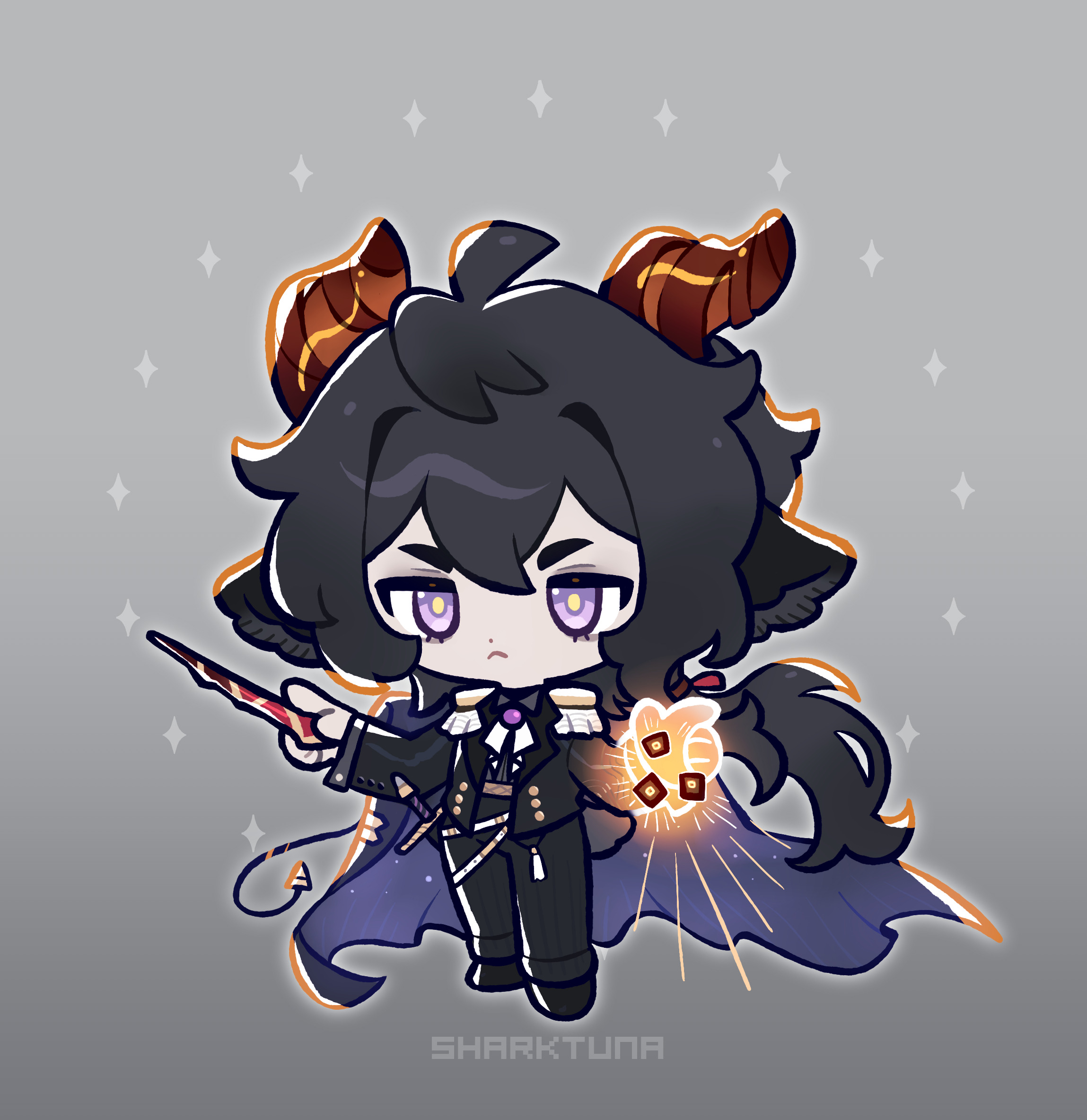 Safebooru - 1boy arknights black hair black pants chibi chibi only ...