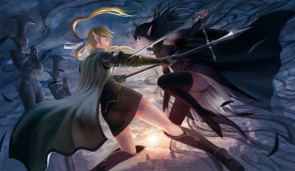 Дехонг хе (dehong he). Битва девушки и парня. Huang shilin арты. Битва девушки и парня. Девушка сражается.