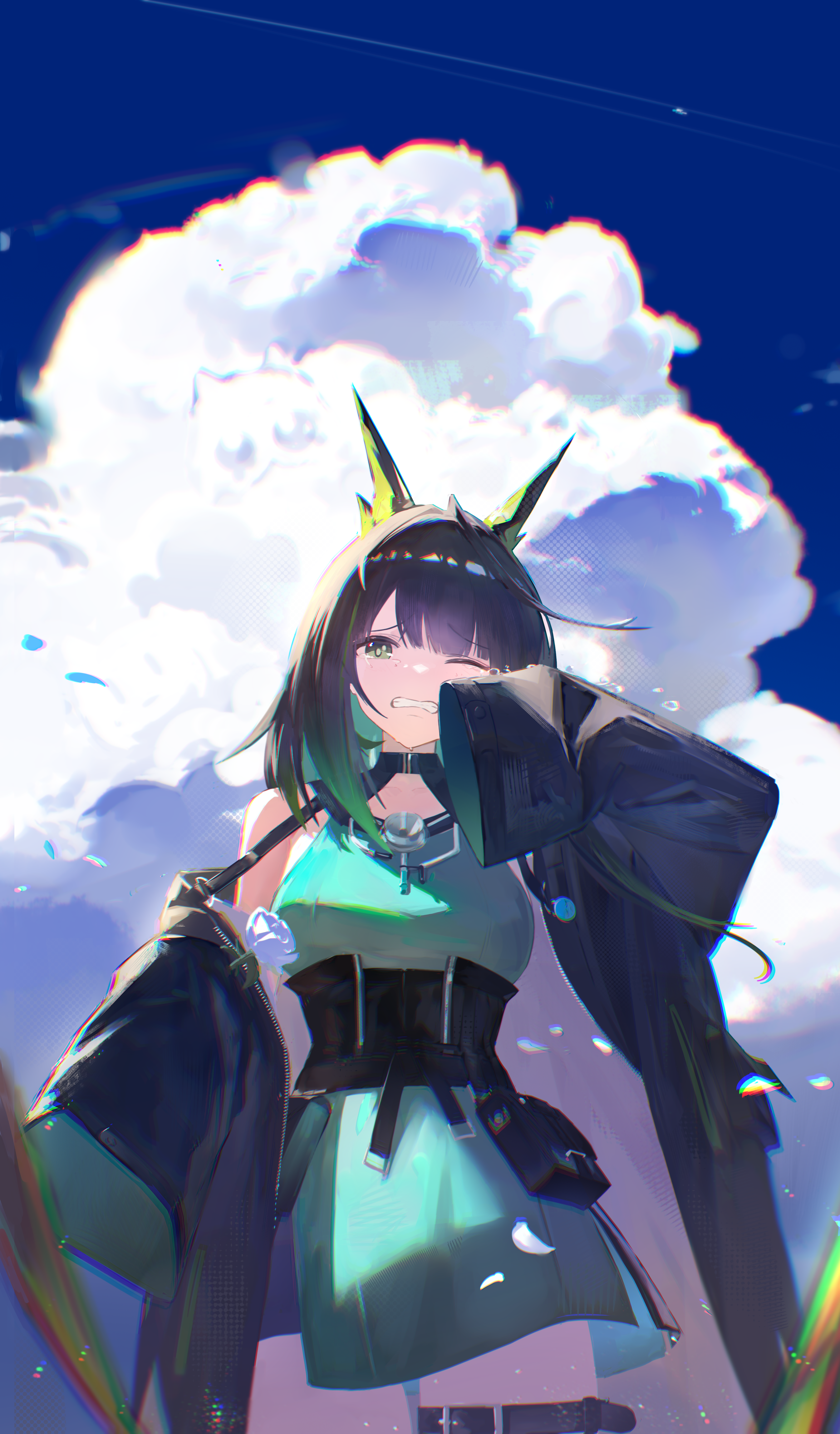 Safebooru - 1girl absurdres ahoge arknights black hair black jacket ...