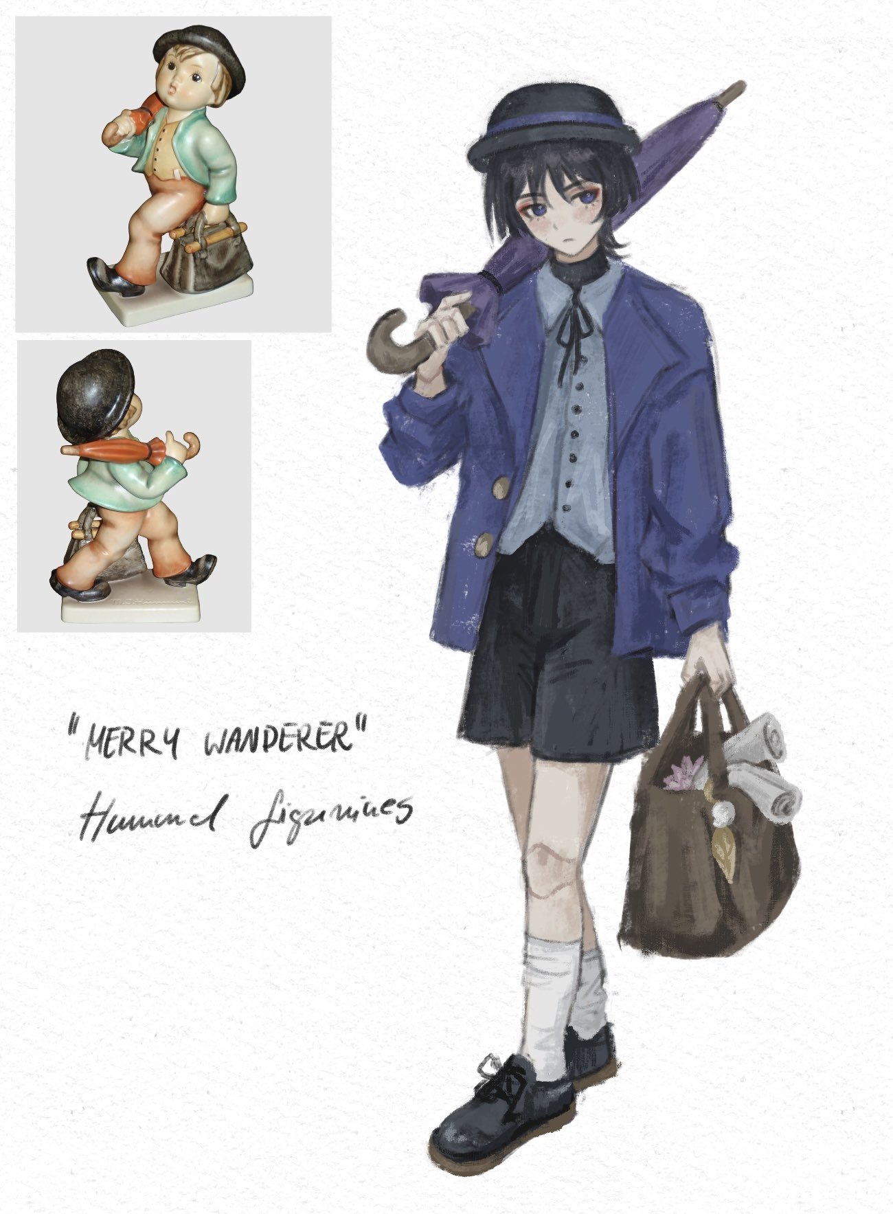 Side Text Pager Safebooru - 1boy alternate costume arm at side bag black hair black hat ...