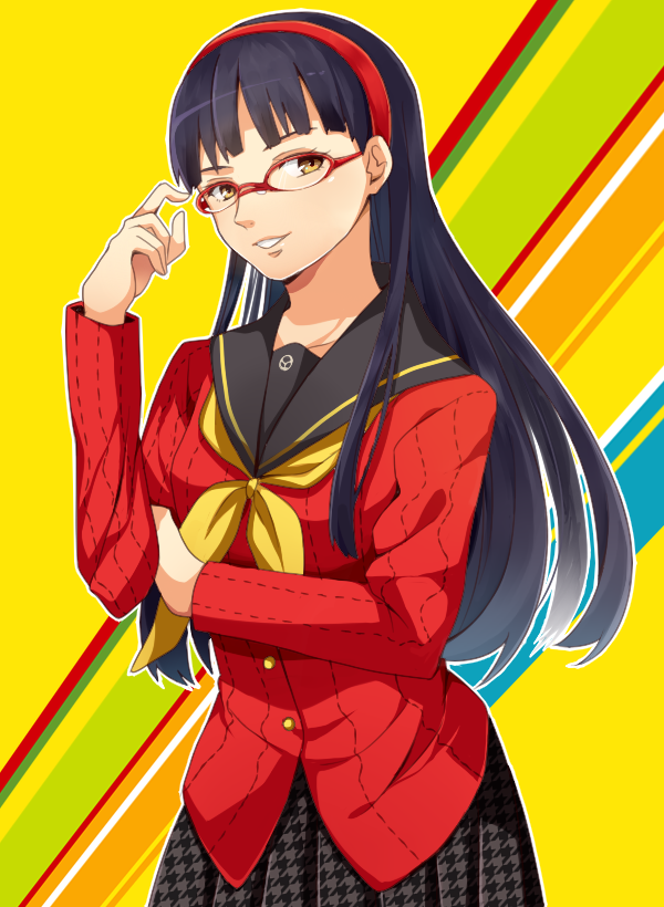 Safebooru 1girl Amagi Yukiko Bangs Black Hair Blunt Bangs Glasses