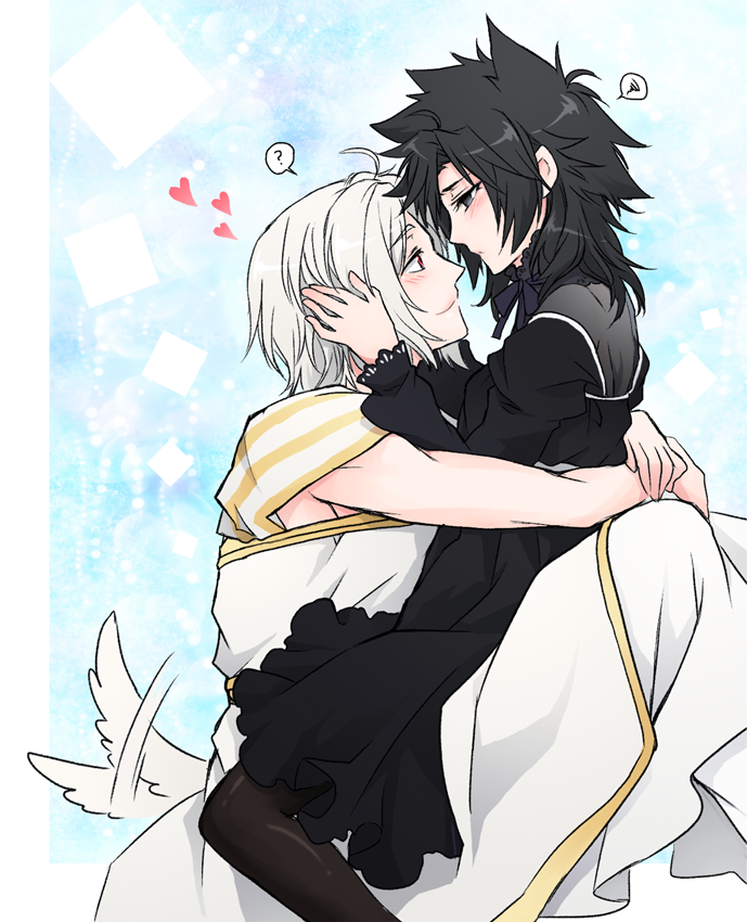 Safebooru - 1girl black eyes black hair blush couple dress emiya ...