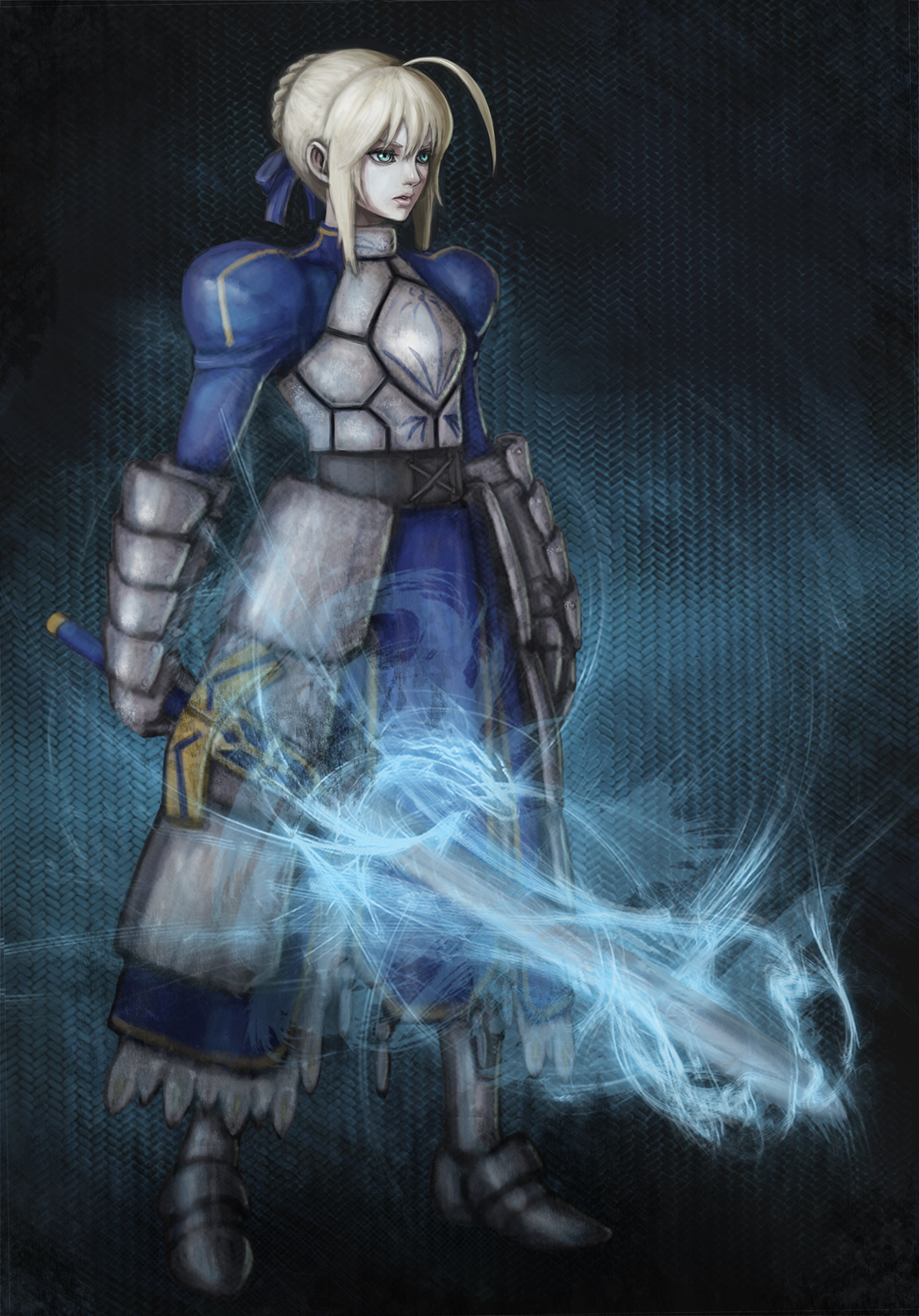 Safebooru - ahoge armor armored dress blonde hair dress excalibur fate ...