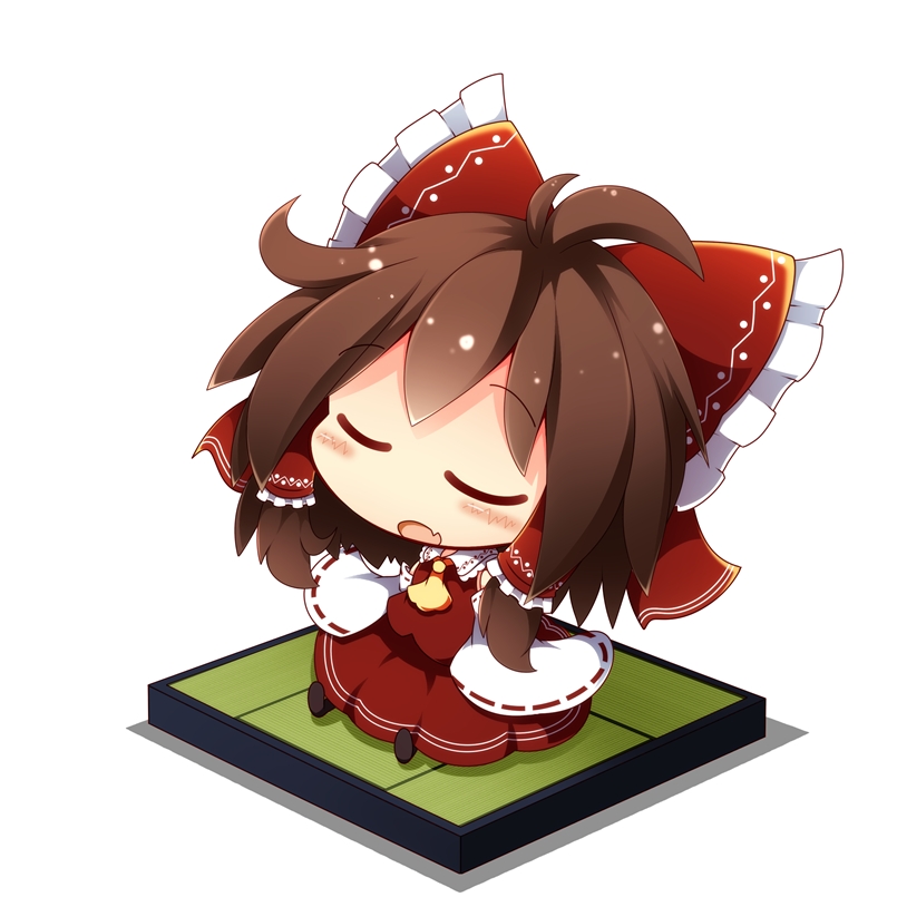 Safebooru Ascot Beni Shake Blush Bow Brown Hair Chibi Closed Eyes Detached Sleeves Eyes Closed 9475