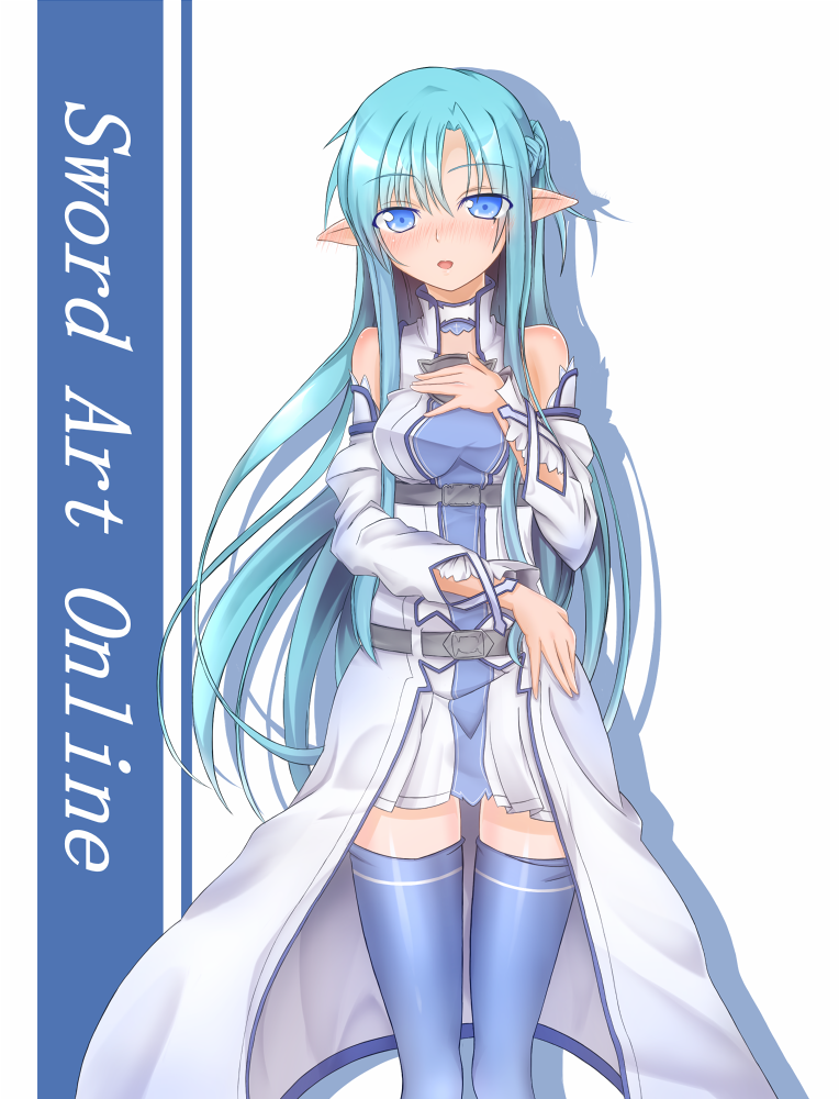 asuna(sao) asuna(sao-alo) blue_eyes blue_hair dc5 detached_sleeves elf long...