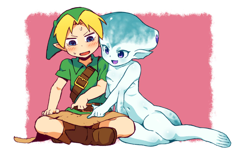 ocarina_of_time om(artist) pointy_ears princess_ruto sitting smile sweat th...