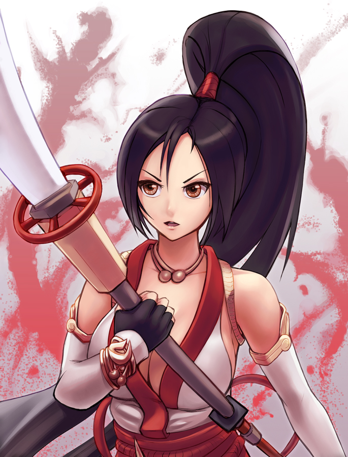 large_breasts long_hair momiji(ninja_gaiden) naginata nick_savino ninja_gai...