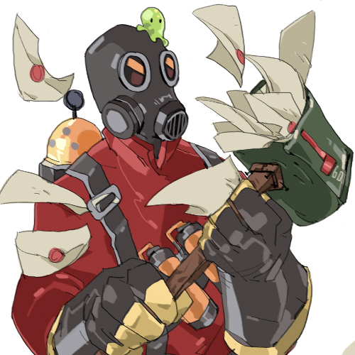 Pyro Mailbox Melee Safebooru - envelope gas mask gloves lowres mailbox postal pummeler ...