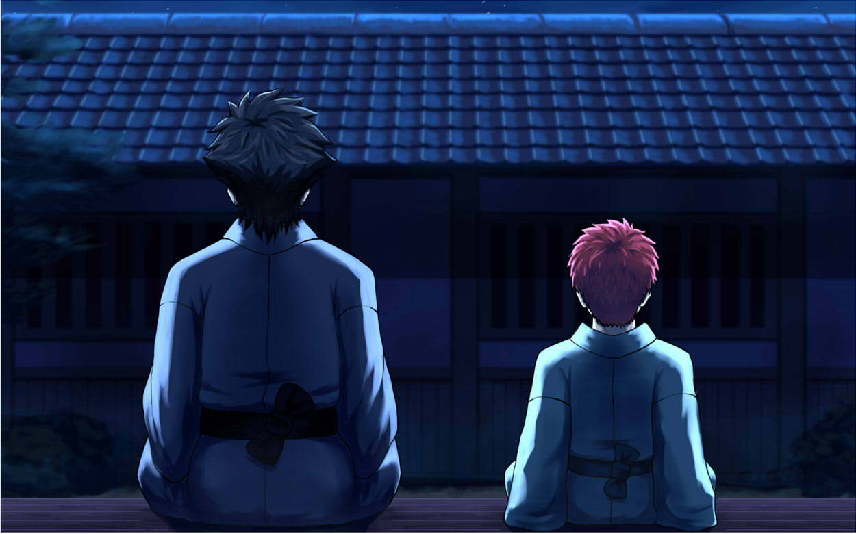 Safebooru - 2boys bible (pixiv) black hair emiya kiritsugu emiya shirou ...