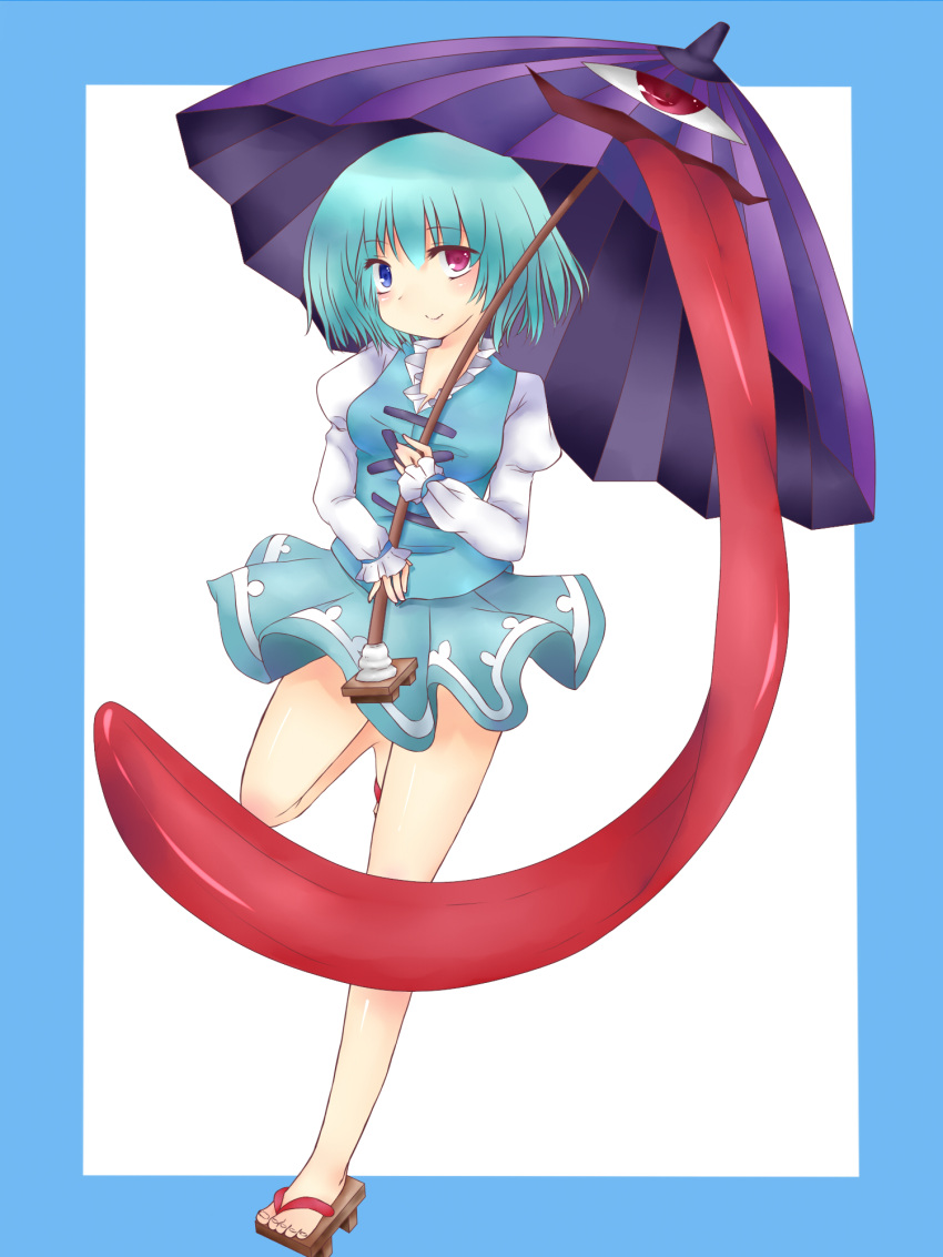 Safebooru Blue Eyes Blue Hair Heterochromia Highres Karakasa Obake Knmi Red Eyes Short Hair 2871