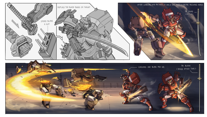 Safebooru - absurdres armor bisected commentary concept art dynamic ...