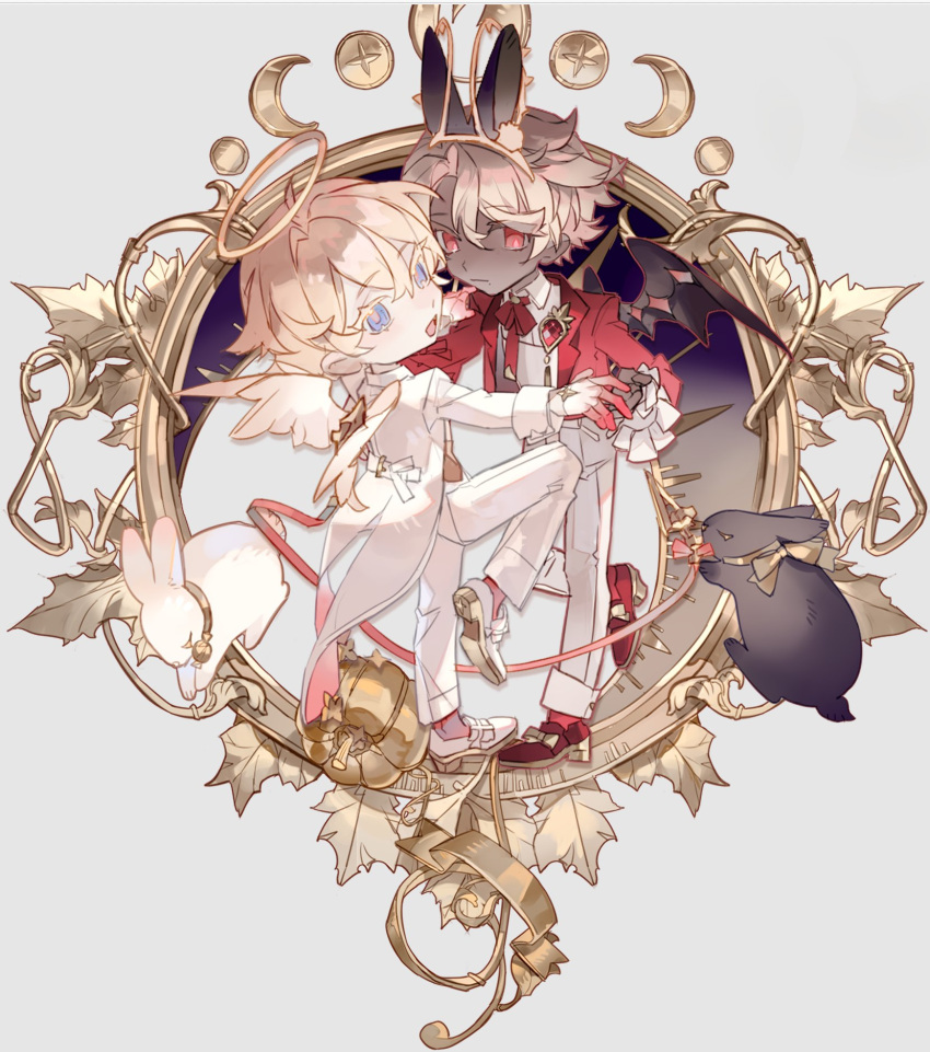 Safebooru - 2boys animal ears chibi chibi inset chibi only dancing ...