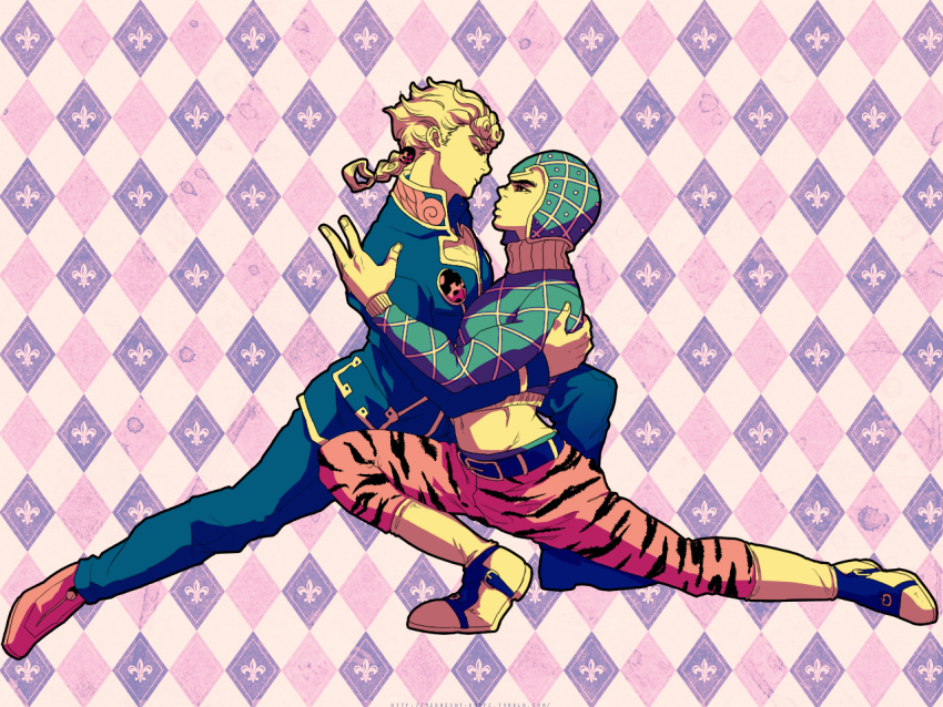 2boys boots braid dancing giorno_giovanna guido_mista hat jojo_no_kimyou_na...