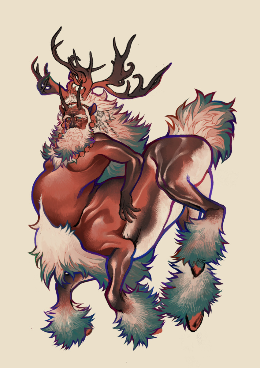 Safebooru - 1boy absurdres antlers beard blue eyes brown background ...