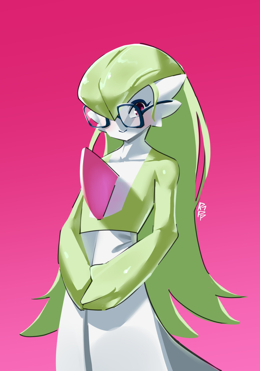 Safebooru - absurdres colored skin dress gardevoir green hair green ...