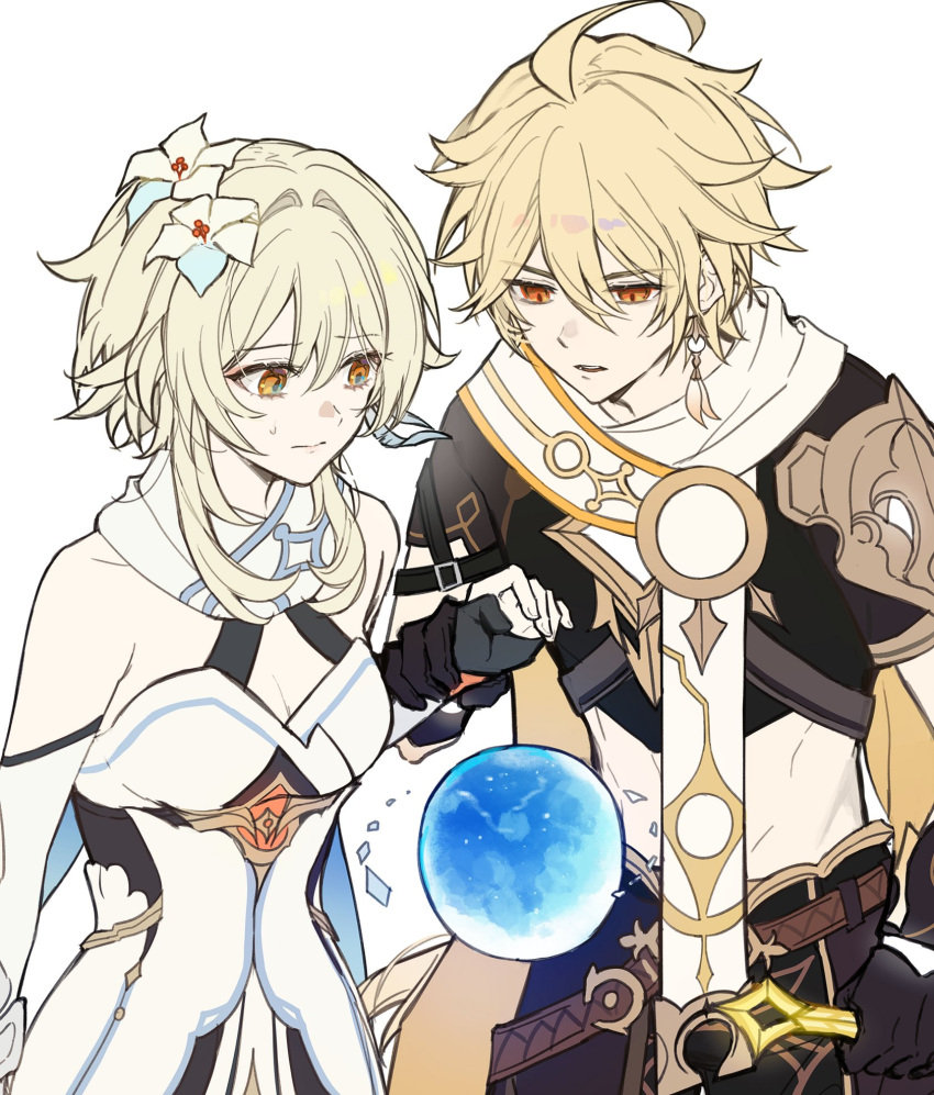 Safebooru - 1boy 1girl aether (genshin impact) ahoge arm armor armor ...