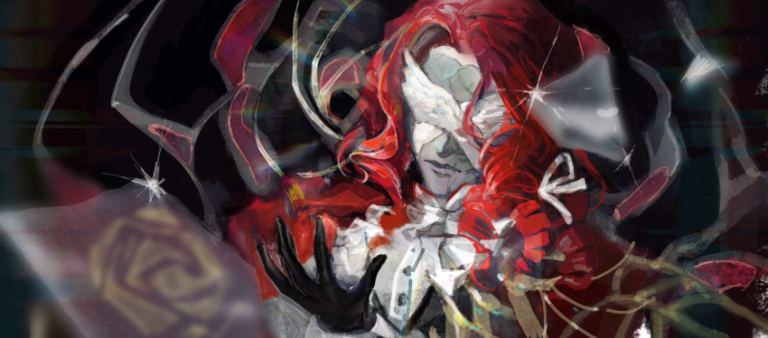 Safebooru - 1boy aleph (reverse:1999) black background black gloves ...
