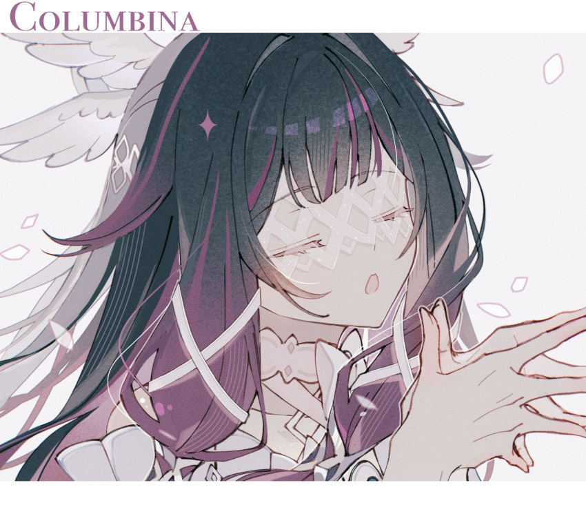 Safebooru - 1girl black hair closed eyes columbina (genshin impact ...