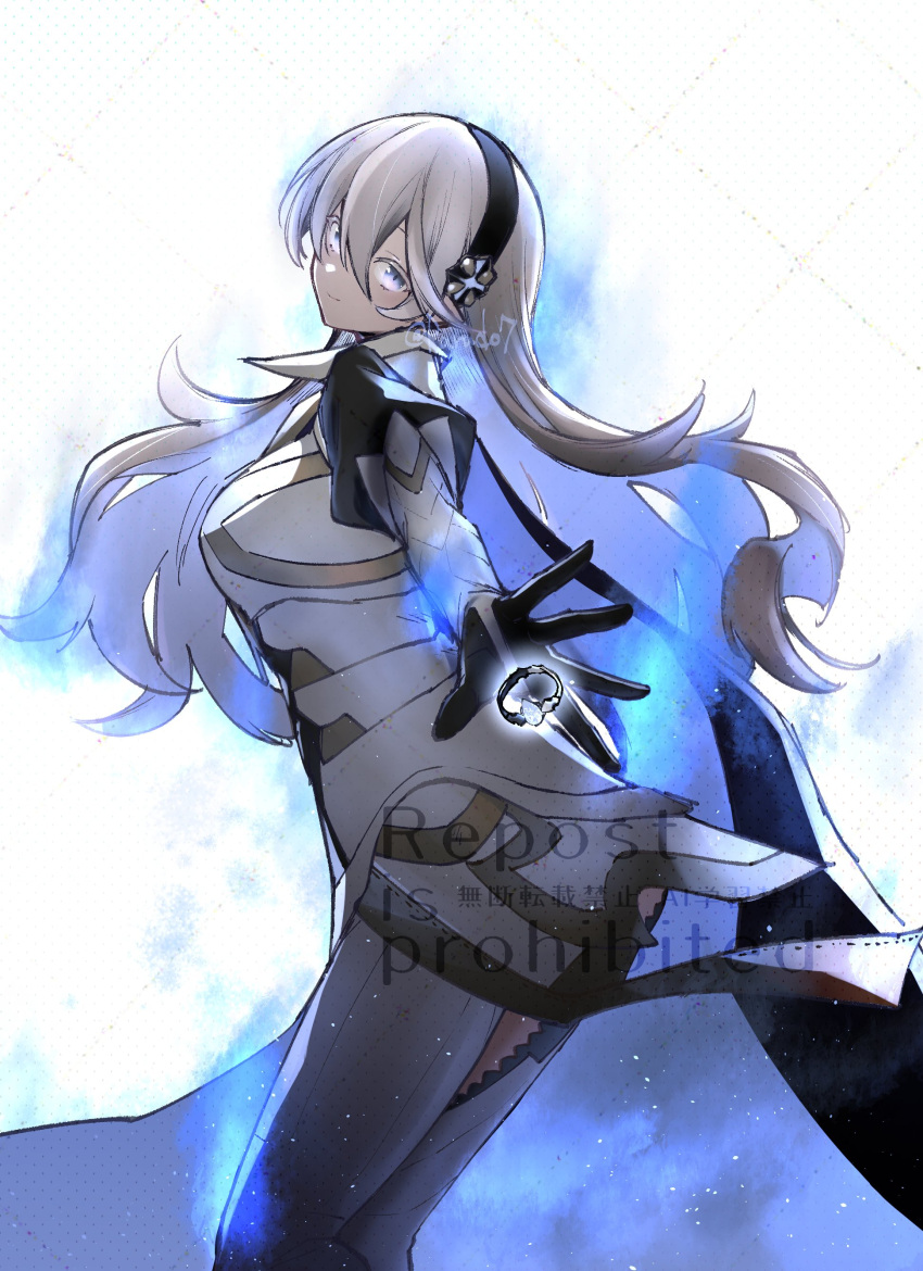 Safebooru - 1girl absurdres black hairband blue aura cape closed mouth ...