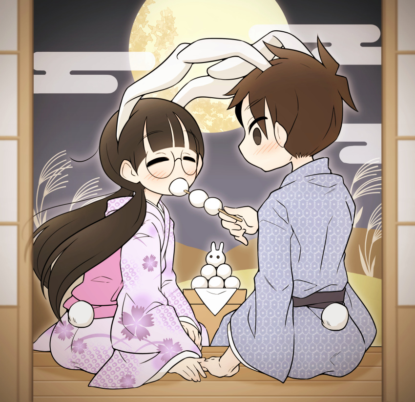 Sakuya Rabbit Safebooru - 1girl absurdres animal ears bijutsubu girl brown eyes dango ...
