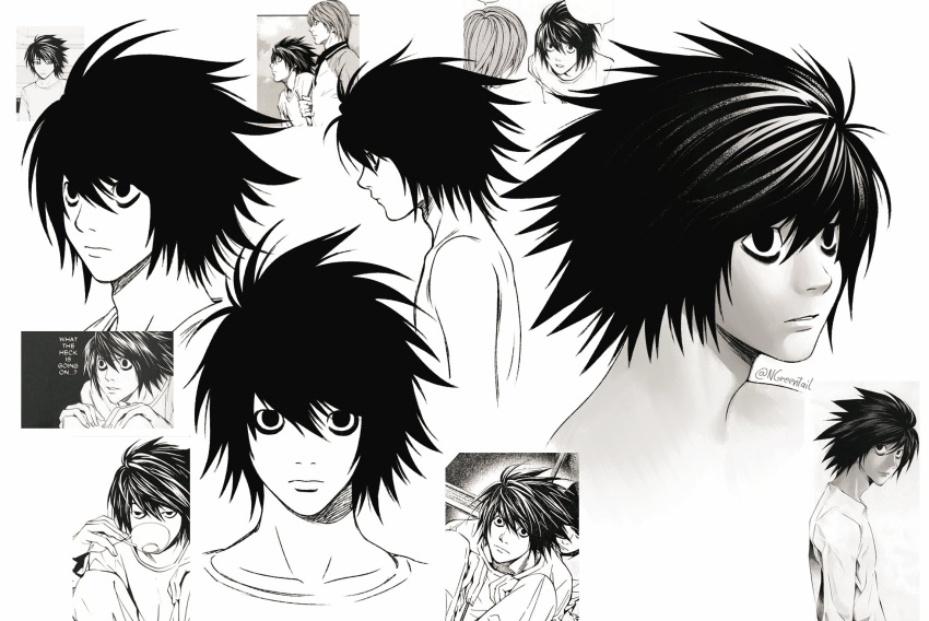 Safebooru - 1boy adam's apple bags under eyes black eyes black hair ...
