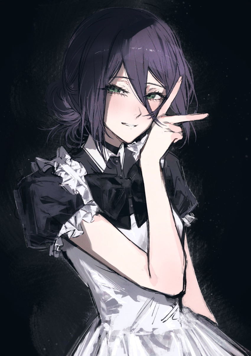 Safebooru 1girl Alternate Costume Apron Black Background Black Bow safebooru-1girl-alternate-costume-apron-black-background-black-bow