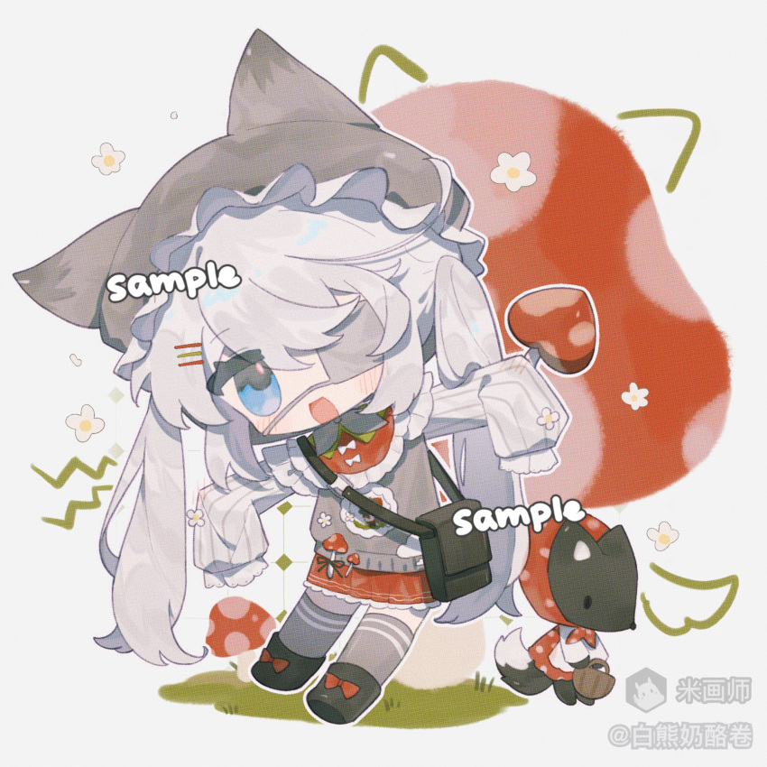 Safebooru - 1girl :d animal hat bag bai xiong nailaojuan black boots ...