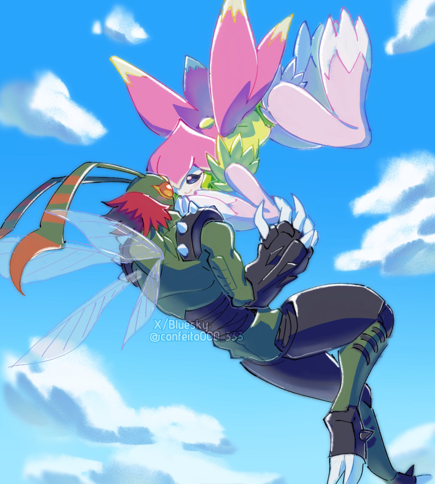 Safebooru - 1boy 1girl brown hair bug commentary compound eyes ...
