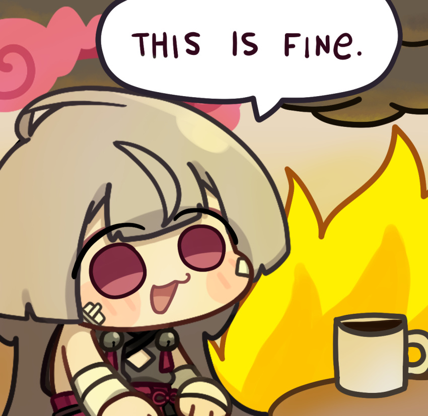 Chibi Fire Safebooru - 1girl bell black kimono blue archive burning burning ...
