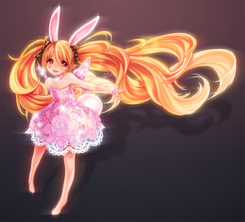 Safebooru - 7h2o animal ears barefoot blade & soul blonde hair dress ...