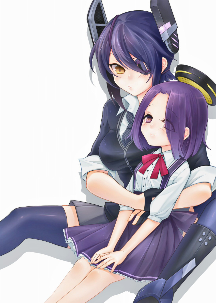 Safebooru - 2girls checkered necktie eyepatch gloves headgear highres