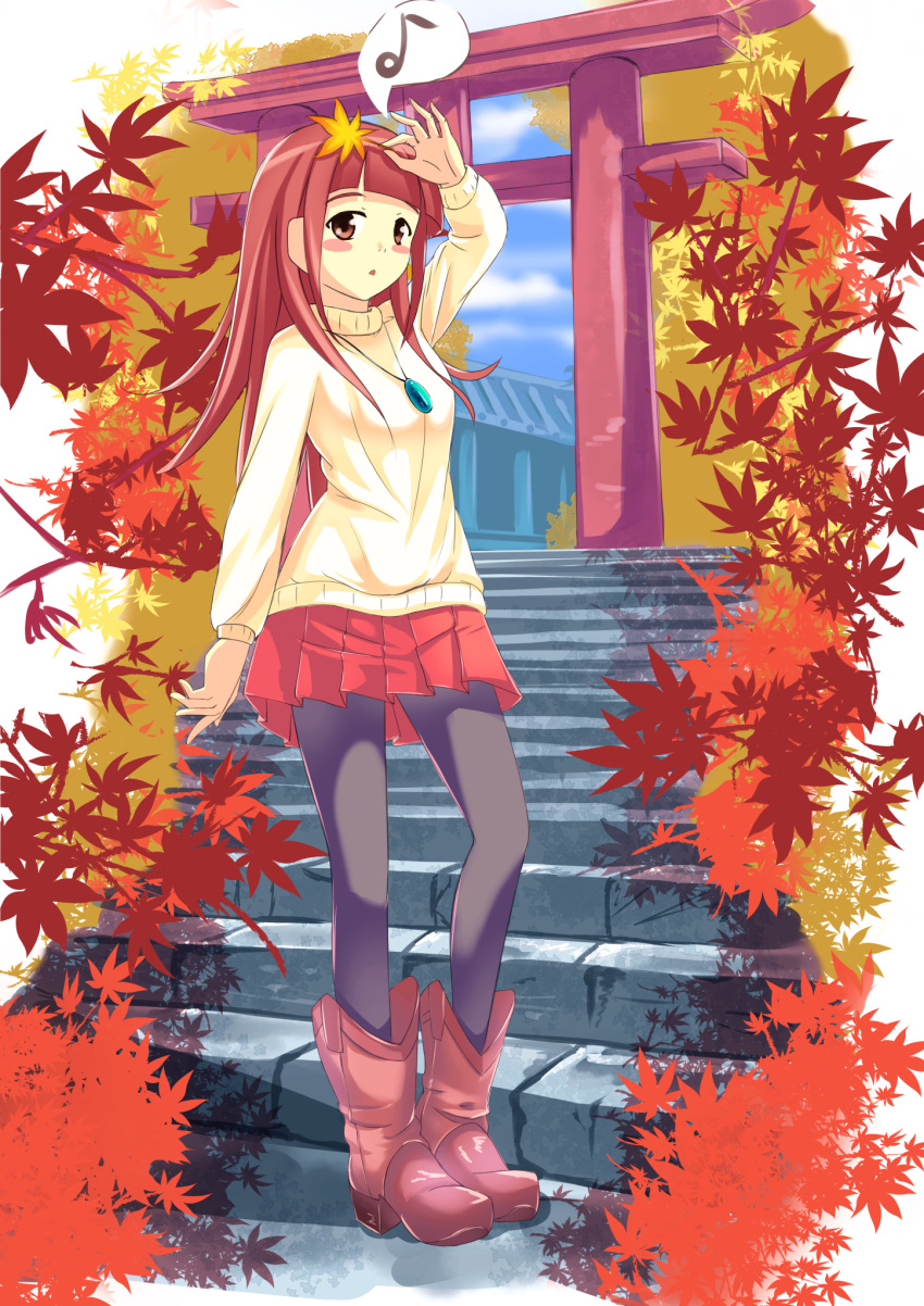 Safebooru 1girl Autumn Leaves Boots Ebisugawa Kaisei Highres Long 