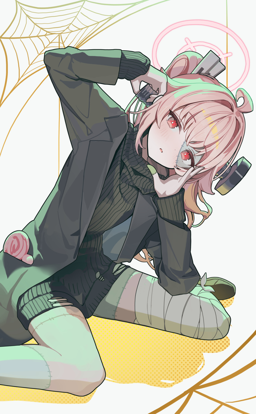 Printable Neingan Safebooru - 1girl bandaged leg bandages black coat black sweater blue ...