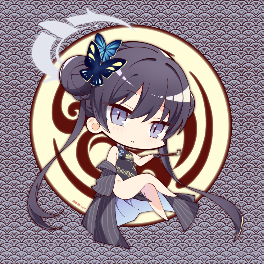 safebooru-1girl-artist-name-barefoot-black-dress-black-gloves-black