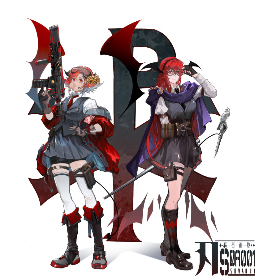 Safebooru - 2girls adjusting eyewear alternate hair length alternate ...