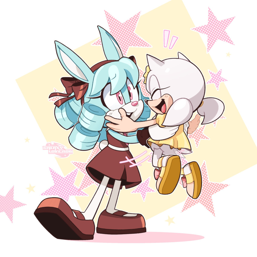 Safebooru - 2girls animal ears anya the rabbit aura the hedgehog blue ...