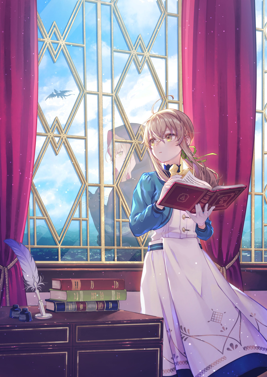 safebooru-1girl-absurdres-black-cat-black-robe-book-brown-hair-cat