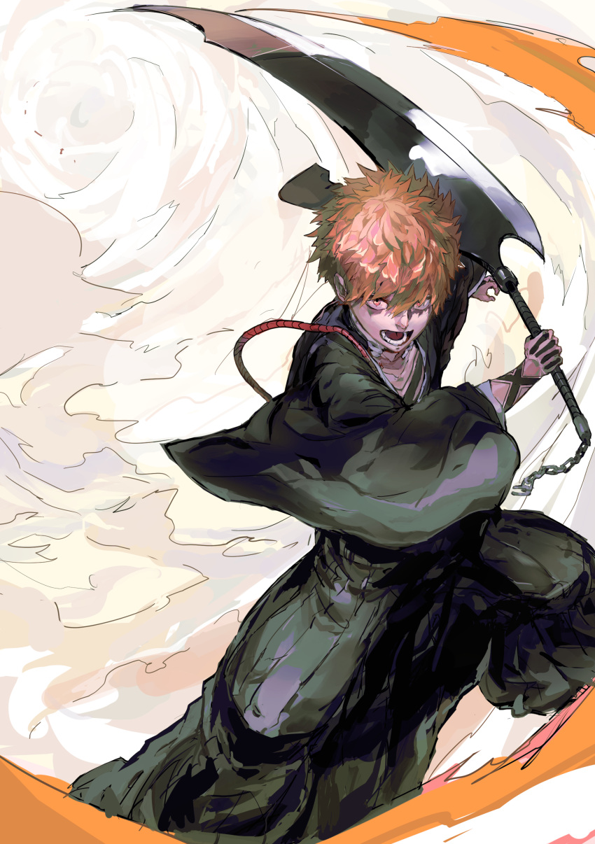 Safebooru - 1boy absurdres black hakama black kimono bleach hair ...