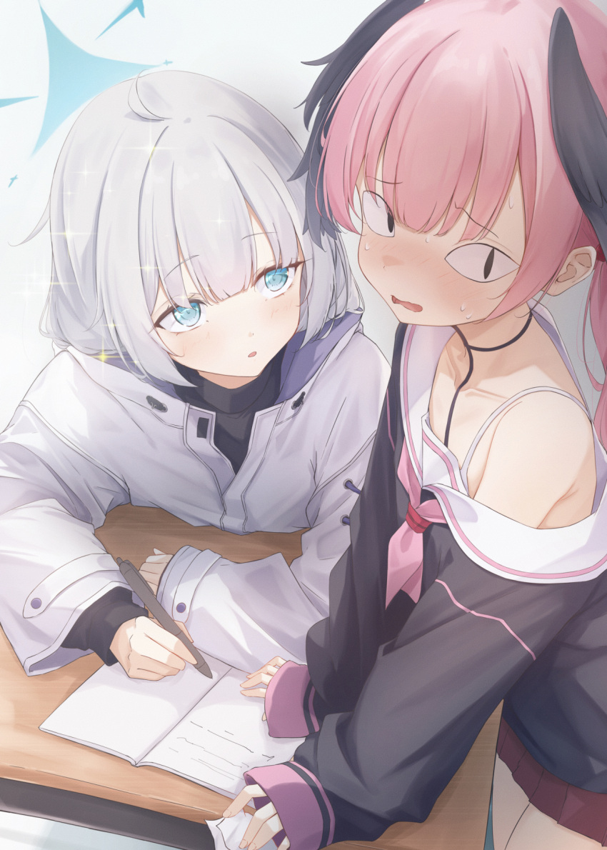 Safebooru - 2girls black eyes blue archive blue halo blush book ...