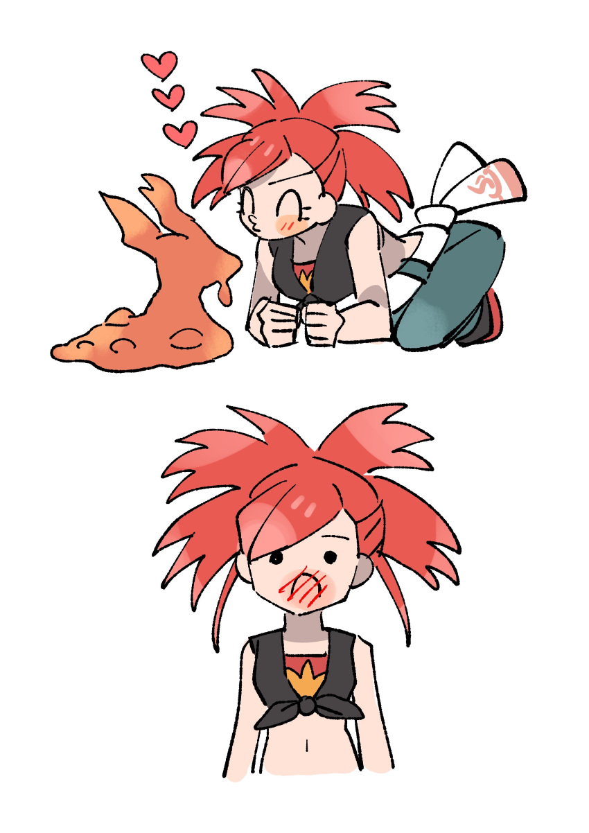 Pokemon Injury Safebooru - . . absurdres black vest burn scar crop top flannery ...
