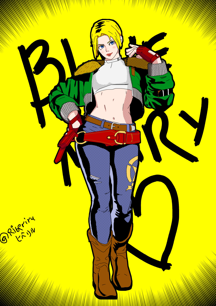 Safebooru - absurdres blonde hair blue eyes blue mary boots brown boots ...