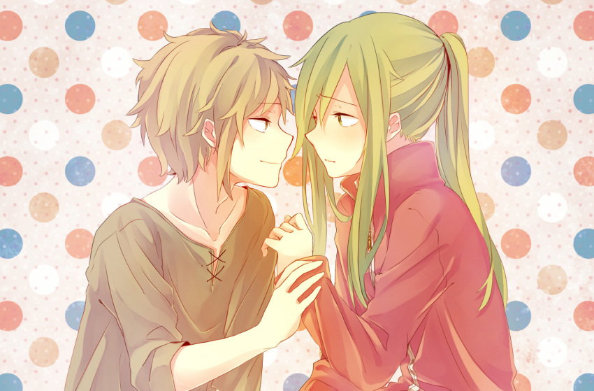 Safebooru 1boy 1girl brown hair eye contact kagerou project kano