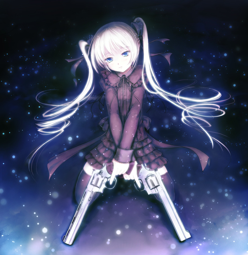 Safebooru - 1girl aruciii blue eyes colt python dual wielding gothic ...