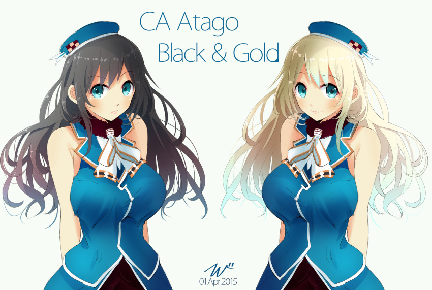 Safebooru 1girl Alternate Hair Color Atago Kantai Collection Beret Black Hair Blonde Hair 8840