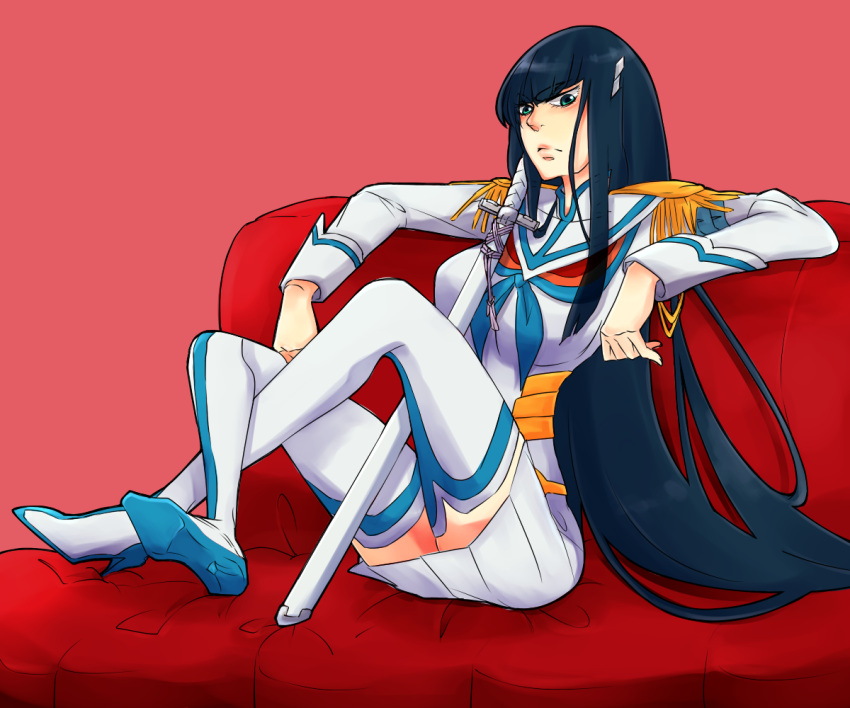 ...high_heel_boots high_heels junketsu katana kill_la_kill kiryuuin_satsuki long_hair looking...