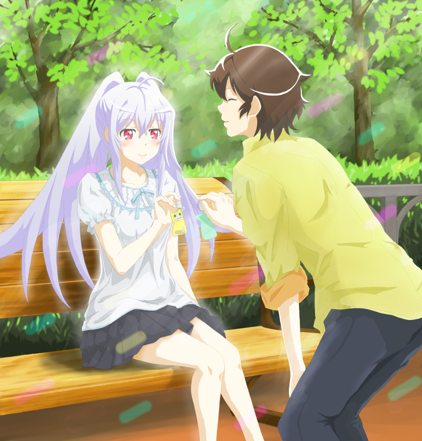 hand_on_knee hetero highres isla(plastic_memories) keychain koishi(pxvtake)...