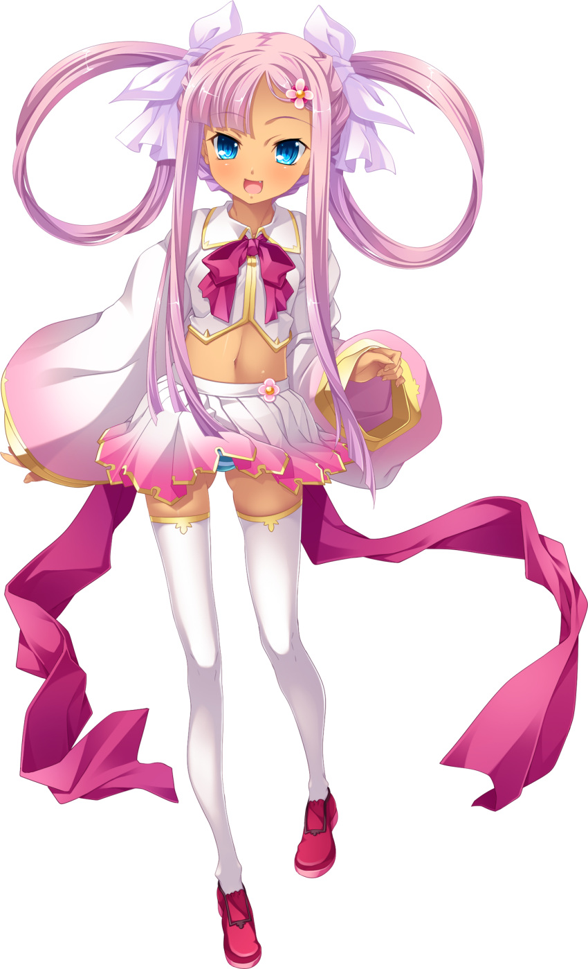 ...(standing) pink_hair ribbon shoes skirt smile solo sonshoukou... 