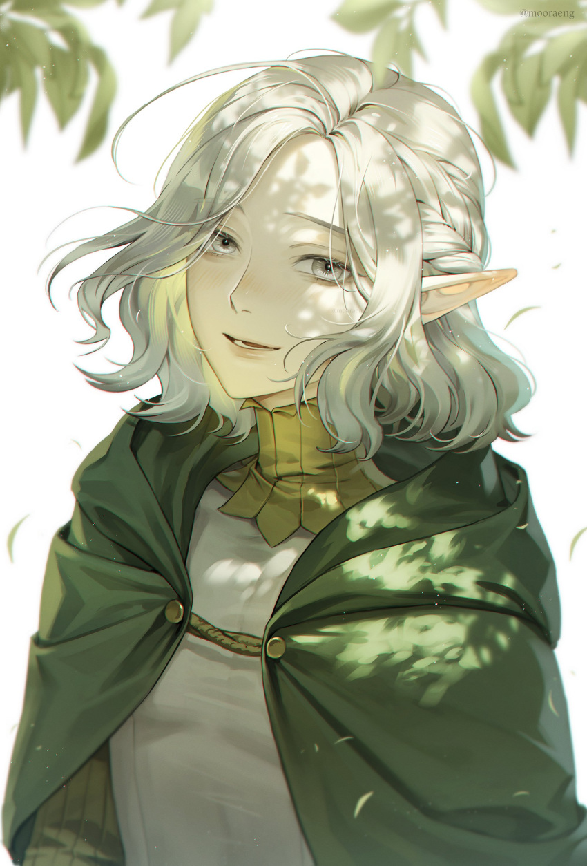 Mithrun Elf Safebooru - 1boy absurdres cloak dungeon meshi elf floating hair gorget ...