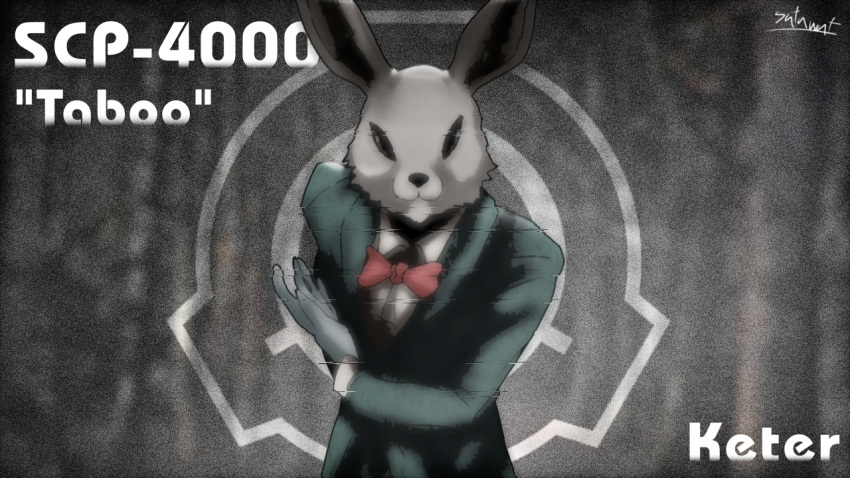 Scp White Rabbit Safebooru - 1boy animal head black eyes bow bowing bowtie butler bowing ...