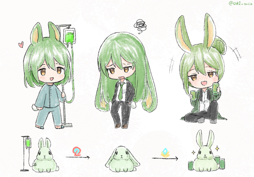 Ruina R Corp Rabbits Safebooru - :d animal animalization black jacket black pants black suit ...